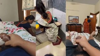 Desi Maid Aunty Watches Me Flash Dick Leak Viral